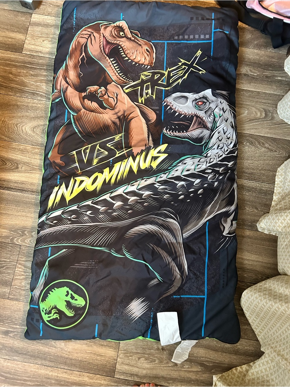 Jurassic Park T-Rex vs Indominus Kids Black Sleep Sack - Dinosaur Bedding